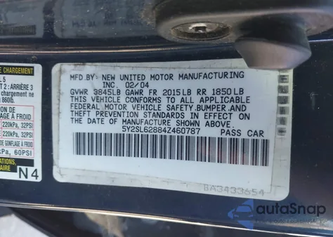 2004 Pontiac Vibe из США, поврежденный, VIN 5Y2SL62884Z460787